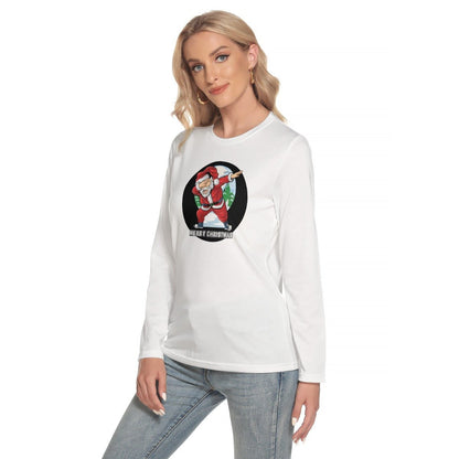 Women's Long Sleeve Christmas T-shirt - Santa Dab Logo - Festive Style