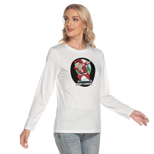 Women's Long Sleeve Christmas T-shirt - Santa Dab Logo - Festive Style