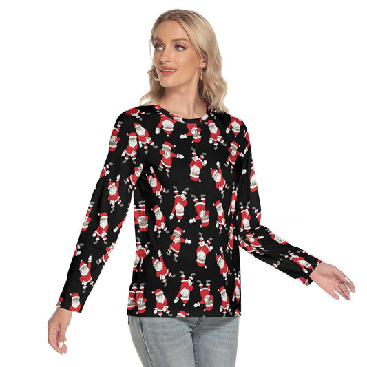 Women's Long Sleeve Christmas T-shirt - Santa Dabs - Festive Style