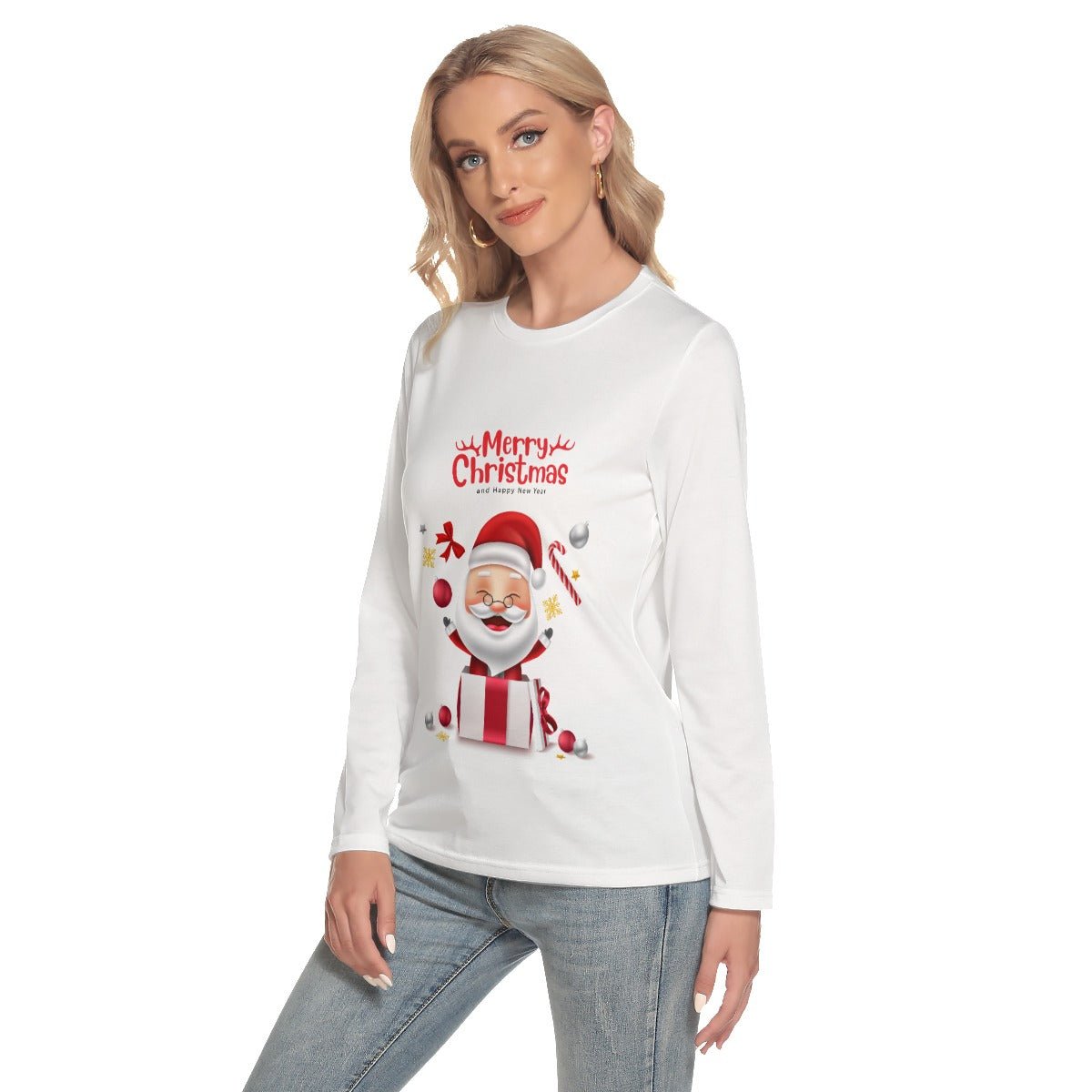 Women's Long Sleeve Christmas T-shirt - Santa MC HNE - Festive Style