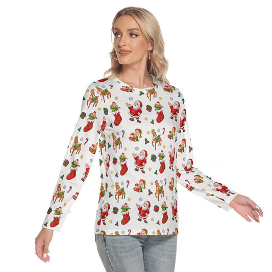 Women's Long Sleeve Christmas T-shirt - Traditional - Festive Style