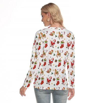 Women's Long Sleeve Christmas T-shirt - Traditional - Festive Style