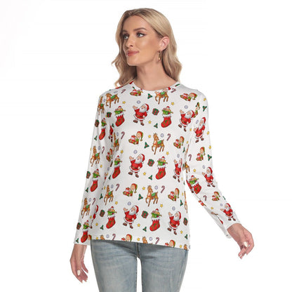 Women's Long Sleeve Christmas T-shirt - Traditional - Festive Style