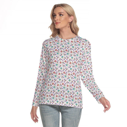 Women's Long Sleeve Christmas T-shirt - Unicorn Pattern - Festive Style