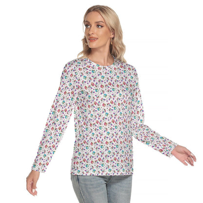 Women's Long Sleeve Christmas T-shirt - Unicorn Pattern - Festive Style