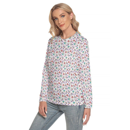 Women's Long Sleeve Christmas T-shirt - Unicorn Pattern - Festive Style