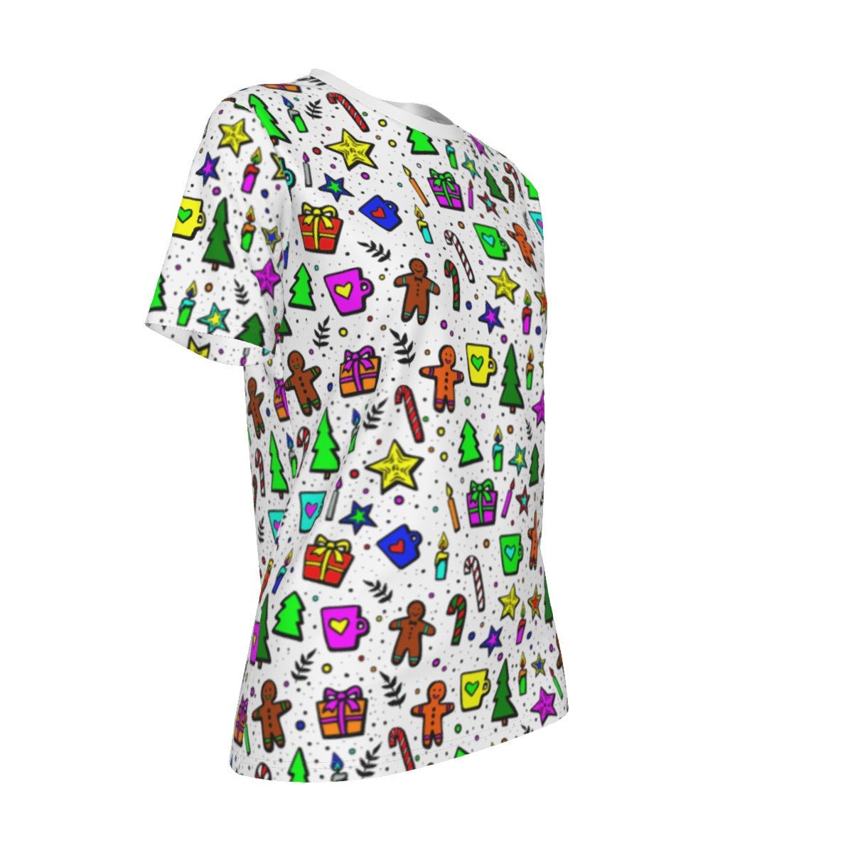 Women's Short Sleeve Christmas Tee - Bright Doodle - Festive Style