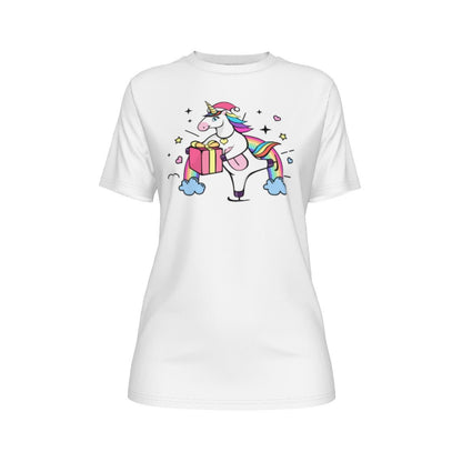 Women's Short Sleeve Christmas Tee - Christmas Unicorn - Festive Style