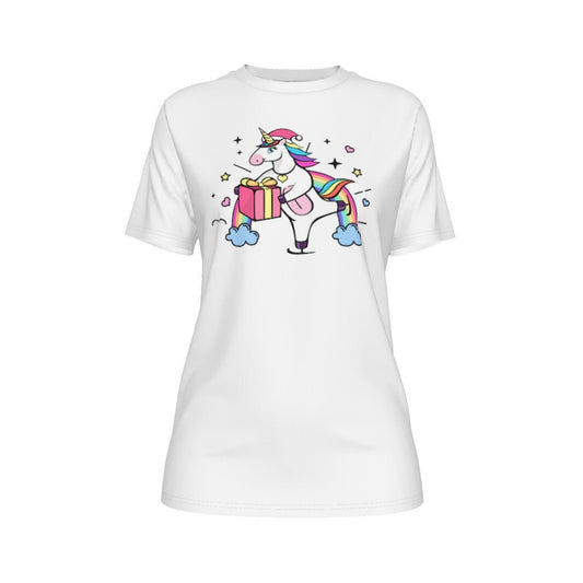 Women's Short Sleeve Christmas Tee - Christmas Unicorn - Festive Style