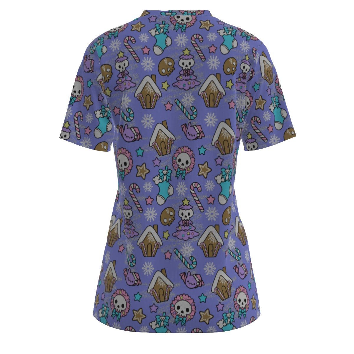Women's Short Sleeve Christmas Tee - Creepy Kawaii - Mauve - Festive Style