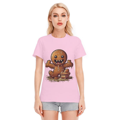 Women's Short Sleeve Christmas Tee - Evil Gingerbread Man - Festive Style