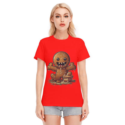 Women's Short Sleeve Christmas Tee - Evil Gingerbread Man - Festive Style