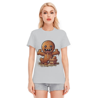 Women's Short Sleeve Christmas Tee - Evil Gingerbread Man - Festive Style