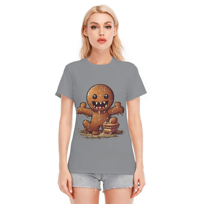 Women's Short Sleeve Christmas Tee - Evil Gingerbread Man - Festive Style