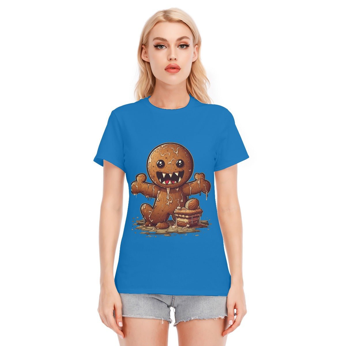 Women's Short Sleeve Christmas Tee - Evil Gingerbread Man - Festive Style