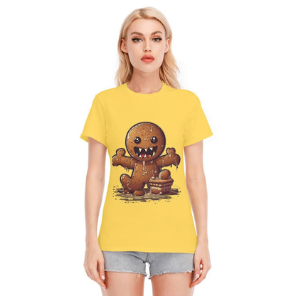 Women's Short Sleeve Christmas Tee - Evil Gingerbread Man - Festive Style