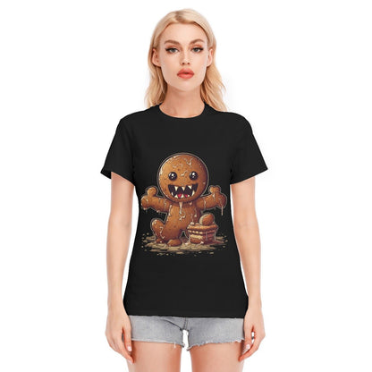 Women's Short Sleeve Christmas Tee - Evil Gingerbread Man - Festive Style