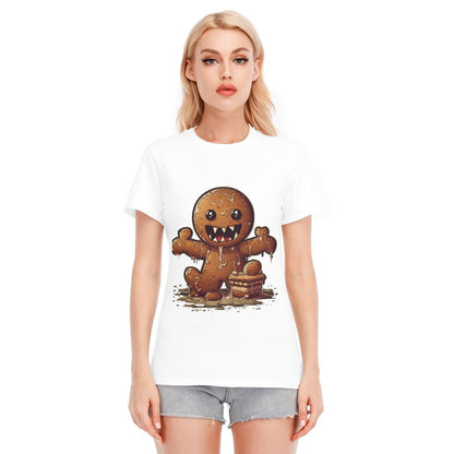 Women's Short Sleeve Christmas Tee - Evil Gingerbread Man - Festive Style