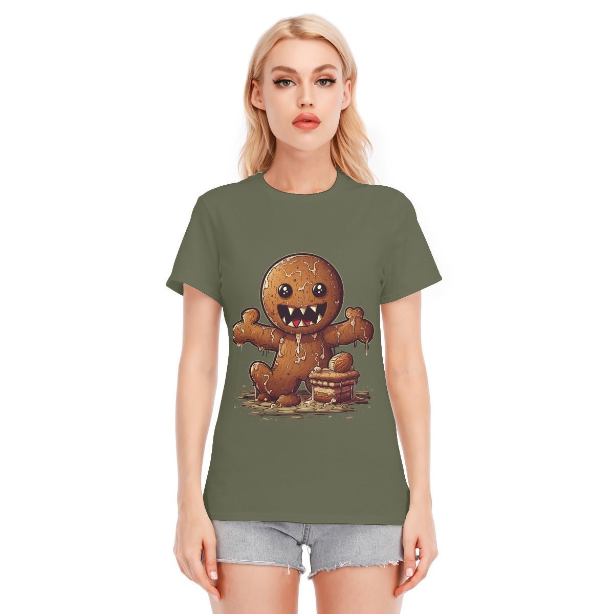 Women's Short Sleeve Christmas Tee - Evil Gingerbread Man - Festive Style