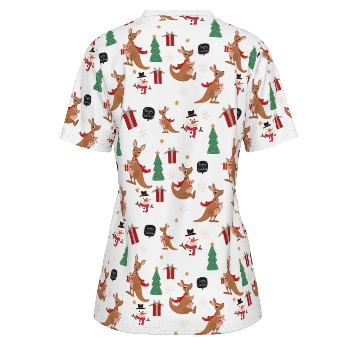Women's Short Sleeve Christmas Tee - Kangaroos - Festive Style