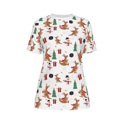 Women's Short Sleeve Christmas Tee - Kangaroos - Festive Style