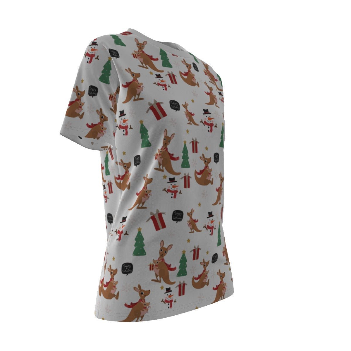 Women's Short Sleeve Christmas Tee - Kangaroos - Festive Style