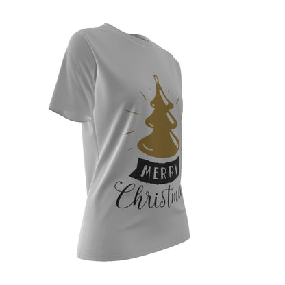 Women's Short Sleeve Christmas Tee - Merry Christmas - Gold Tree - Festive Style