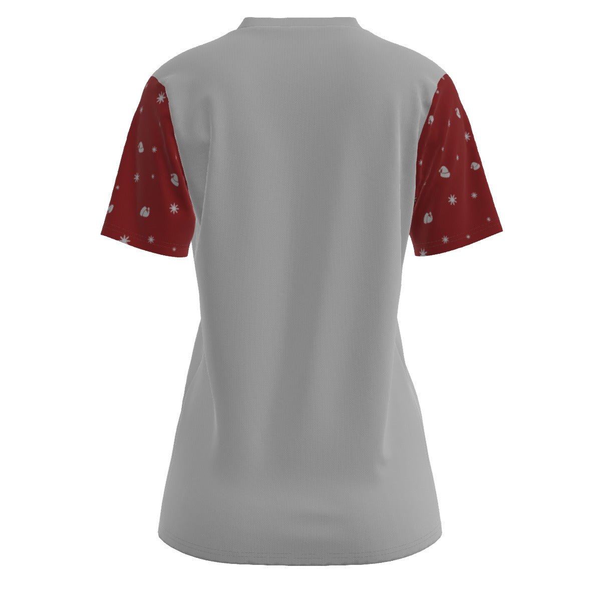 Women's Short Sleeve Christmas Tee - Merry Christmas - Red Sleeves - Festive Style