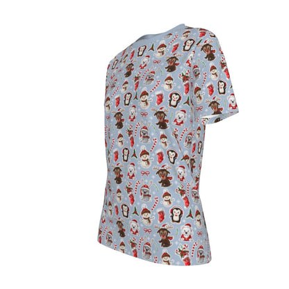 Women's Short Sleeve Christmas Tee - Polar Kawaii - Festive Style