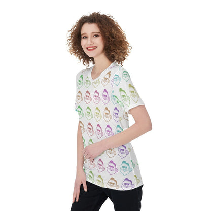 Women's Short Sleeve Christmas Tee - Rainbow - Boss Santa - Festive Style
