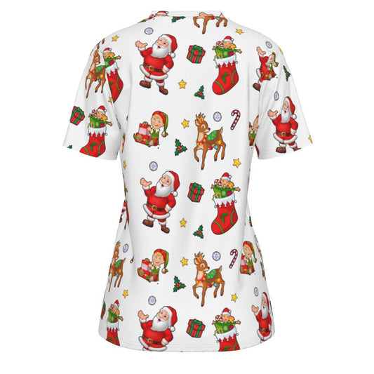 Women's Short Sleeve Christmas Tee - Traditional - Festive Style